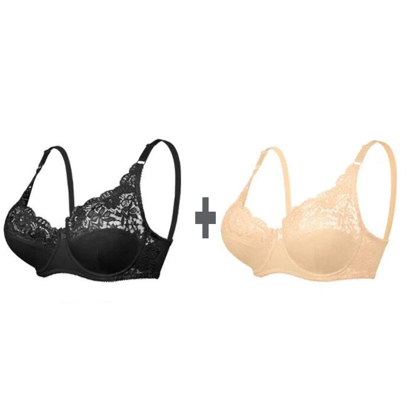🔥50% de descuento🥰【Compra 1 y llévate 1 gratis】Sujetador moldeador de encaje para mujer de talla grande con entretelas y aros