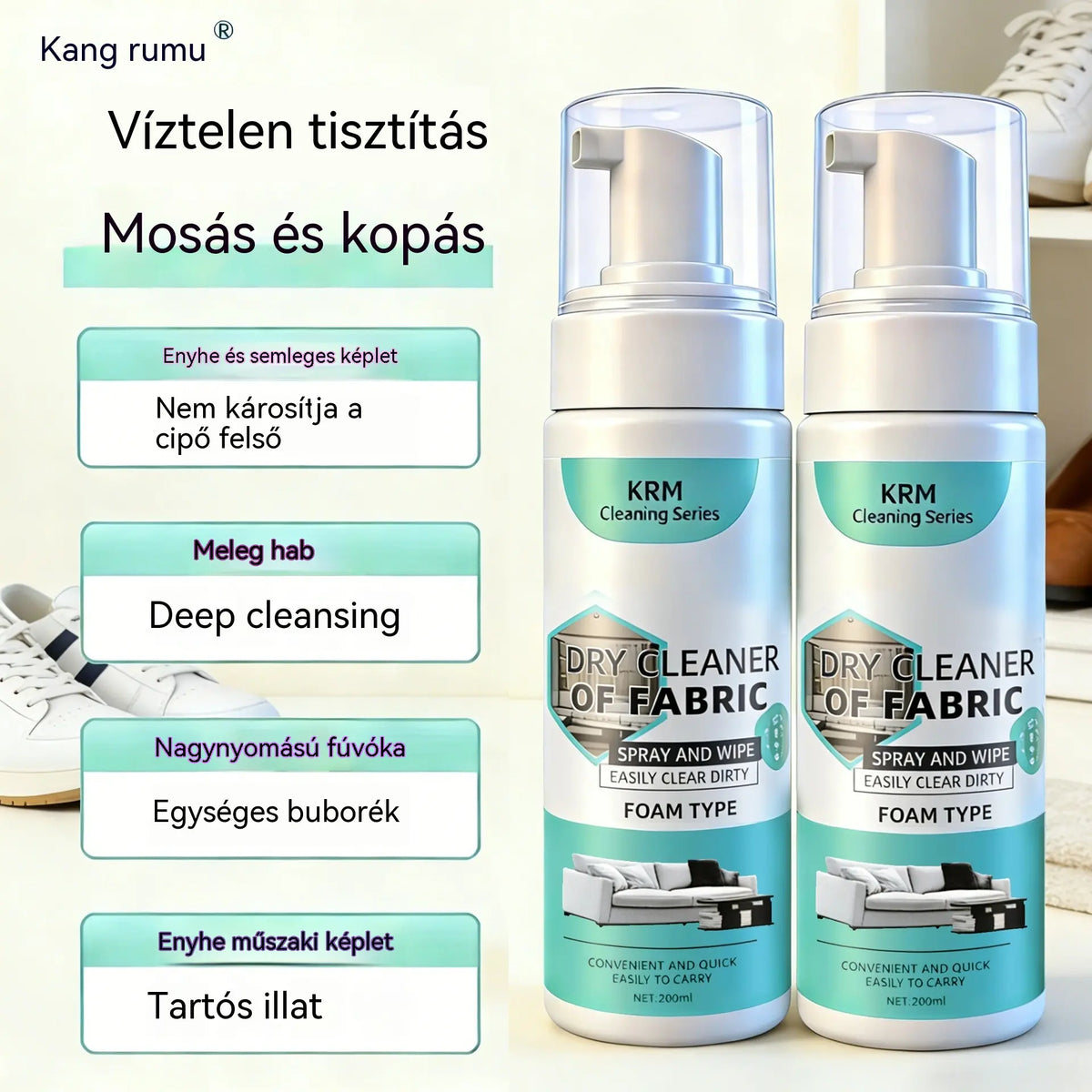 Ez a nagy teljesítményű kanapétisztító egy hatékony folteltávolító, amely nem igényel mosást, és alkalmas textíliák vegytisztítására.