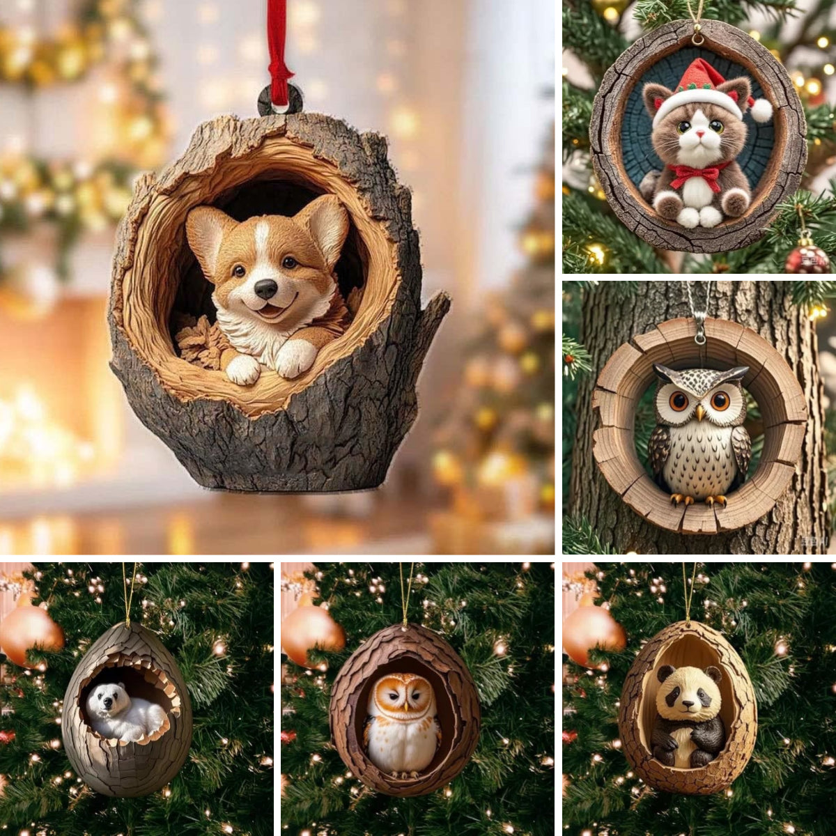 【12 kusov】🎄Dekorácia na vianočný stromček zvieratká. drobné zvieracie ozdoby