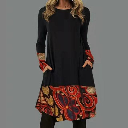 🔥【S-5XL】2024 Nowa jesienna sukienka z nadrukiem w stylu retro w etnicznym stylu