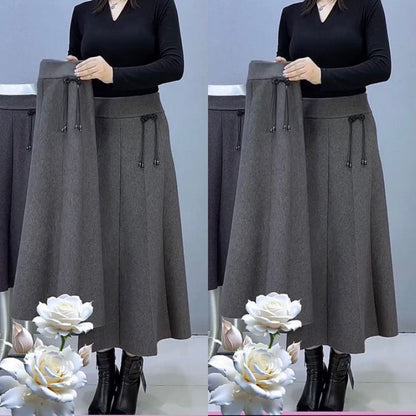 【S-3XL】Zhrubnutá dlhá pletená sukňa s vysokým pásom