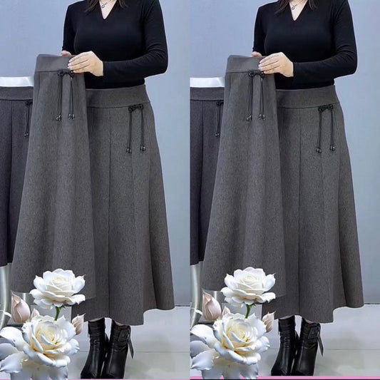 【S-3XL】Zhrubnutá dlhá pletená sukňa s vysokým pásom