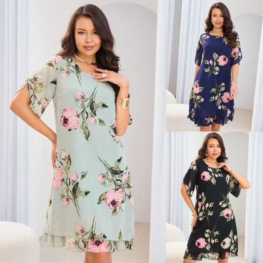 💥Korzyści dla fanów💥💐【50% zniżki】【S-5XL】Elegancka sukienka z nadrukiem-3745008