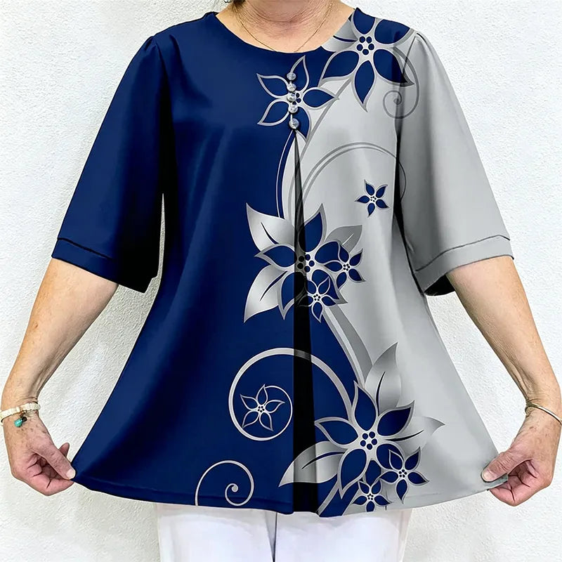 Damski letni top – wygodny, elastyczny i swobodny, o eleganckim, wyszczuplającym kroju.