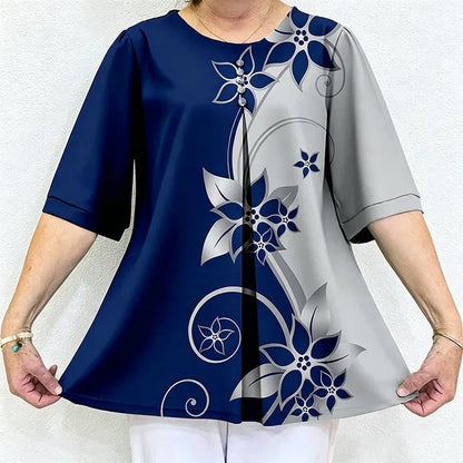 Damski letni top – wygodny, elastyczny i swobodny, o eleganckim, wyszczuplającym kroju.