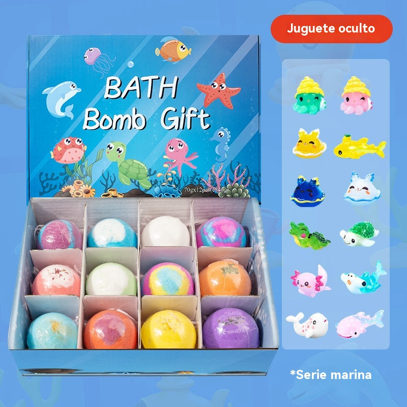 【12 kusů 40 eur】Sada 12 kuliček koupelové soli ve tvaru mořských živočichů (60 g každá) pro děti.