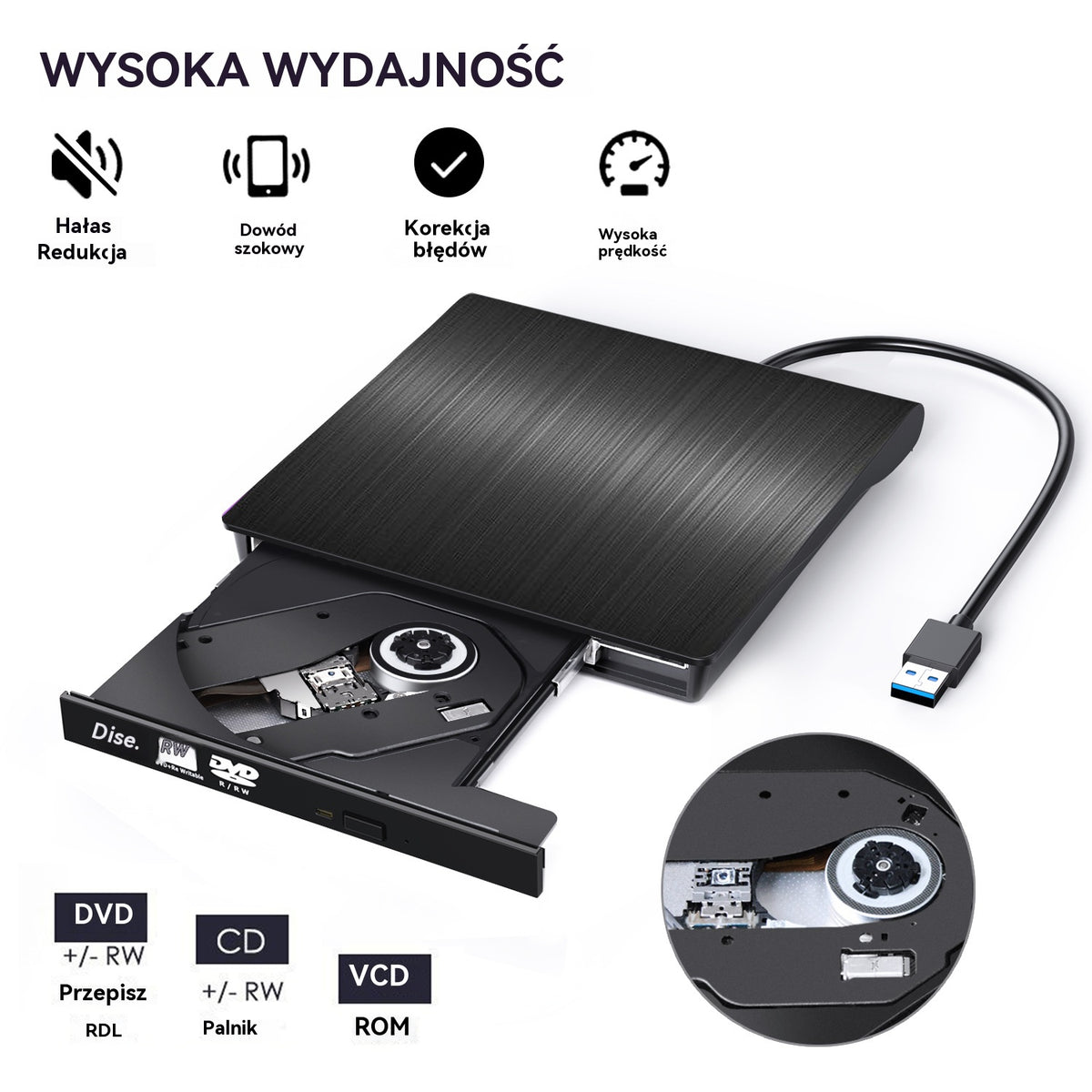 📢📢50% zniżki! 💿💻 Zewnętrzny napęd CD/DVD – Plug and play, przenośny i łatwy w użyciu, kompatybilny z systemami Mac/Windows