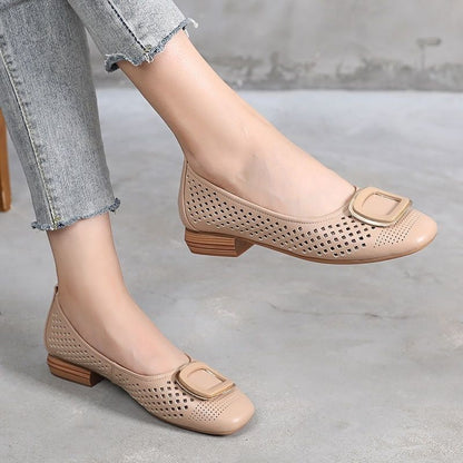 🔥【35-40】 2024 nowe letnie buty z prawdziwej skóry buty z gołą skórą płytkie usta damskie buty z miękkim dnem