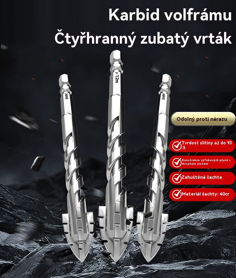 🥇【3+4+5+6+8+10+12mm】Excentrický vrták sedmé generace z extra tvrdé wolframové oceli se zubatým hrotem