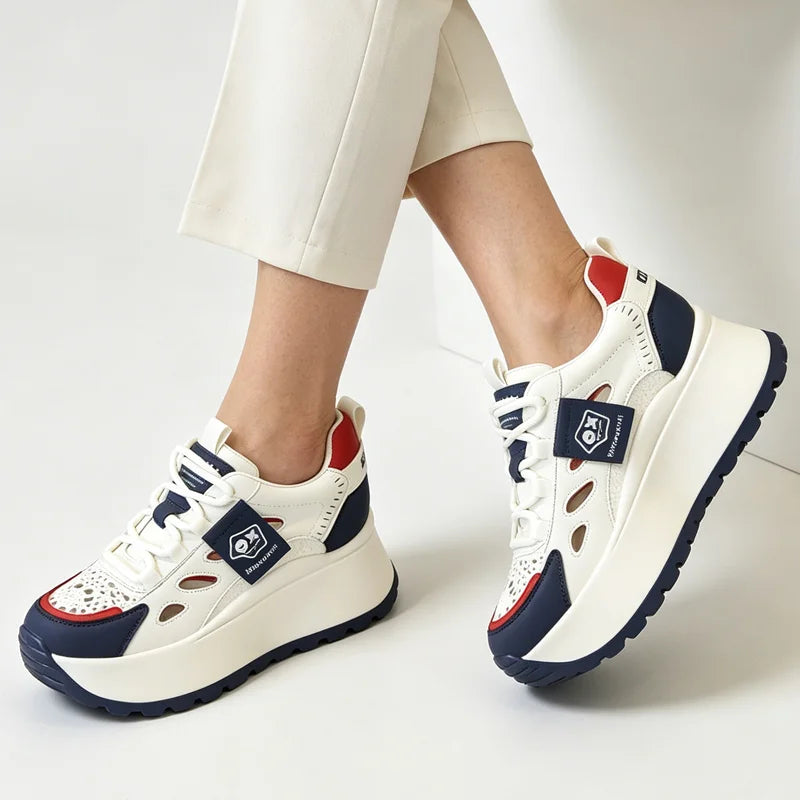 👟【35-40】 Nyári alkalmi cipők – Légáteresztő, perforált kialakítás vastag talppal; stílusos és modern, lélegző és kényelmes.