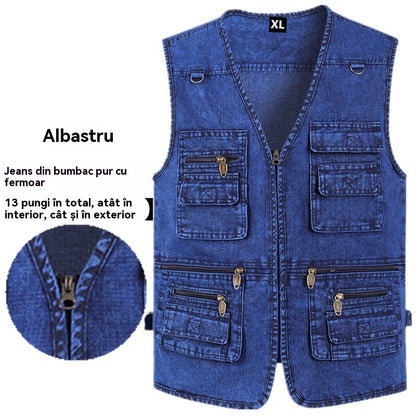 🔥Cumpărați 1 obțineți 1 gratuit【XL-7XL】2025 Vestă din denim cu multe buzunare pentru bărbați