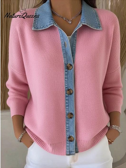 🔥【S-3XL】Oferta por tiempo limitado: Cárdigan de patchwork de mezclilla nuevo 2025