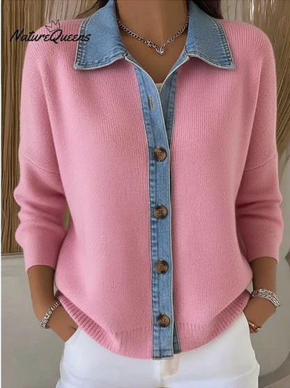 🔥【S-3XL】Oferta por tiempo limitado: Cárdigan de patchwork de mezclilla nuevo 2025