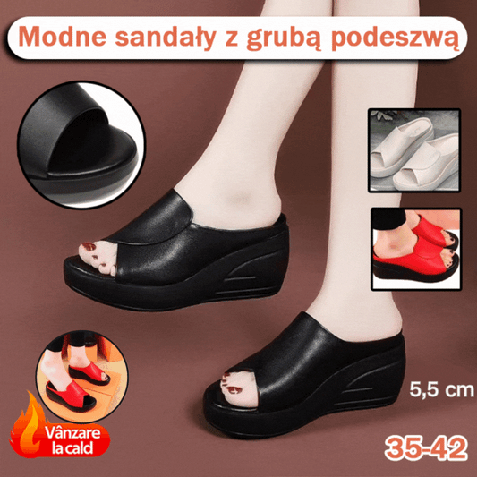 🔥【Gorąca wyprzedaż】🌺👡[obcas 5,5 cm] Klapki na koturnie z miękką podeszwą