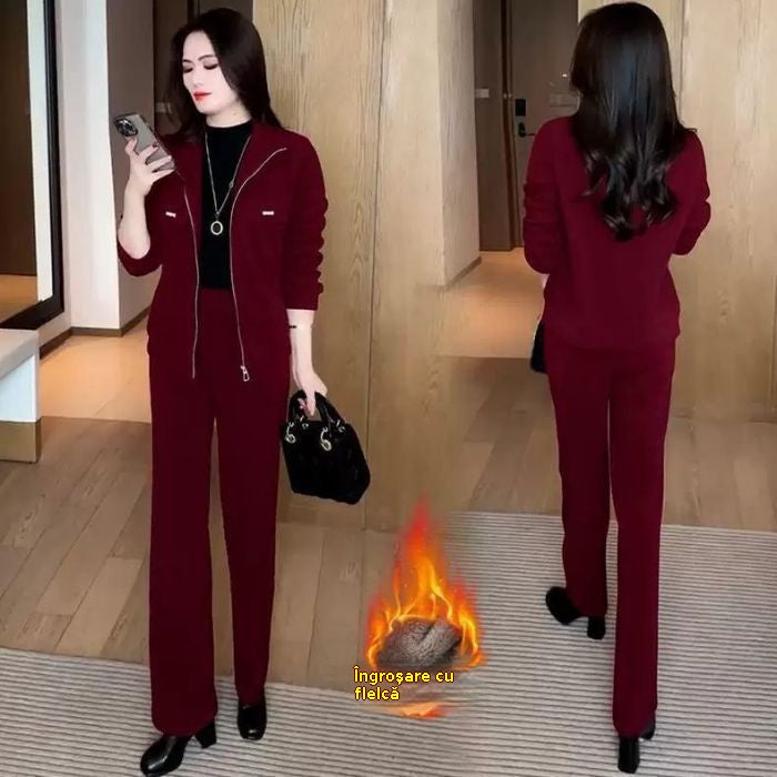 🔴【Nowe rabaty na produkty】💥【M-4XL】Damski garnitur casual z pogrubionym aksamitem (kurtka + spodnie)