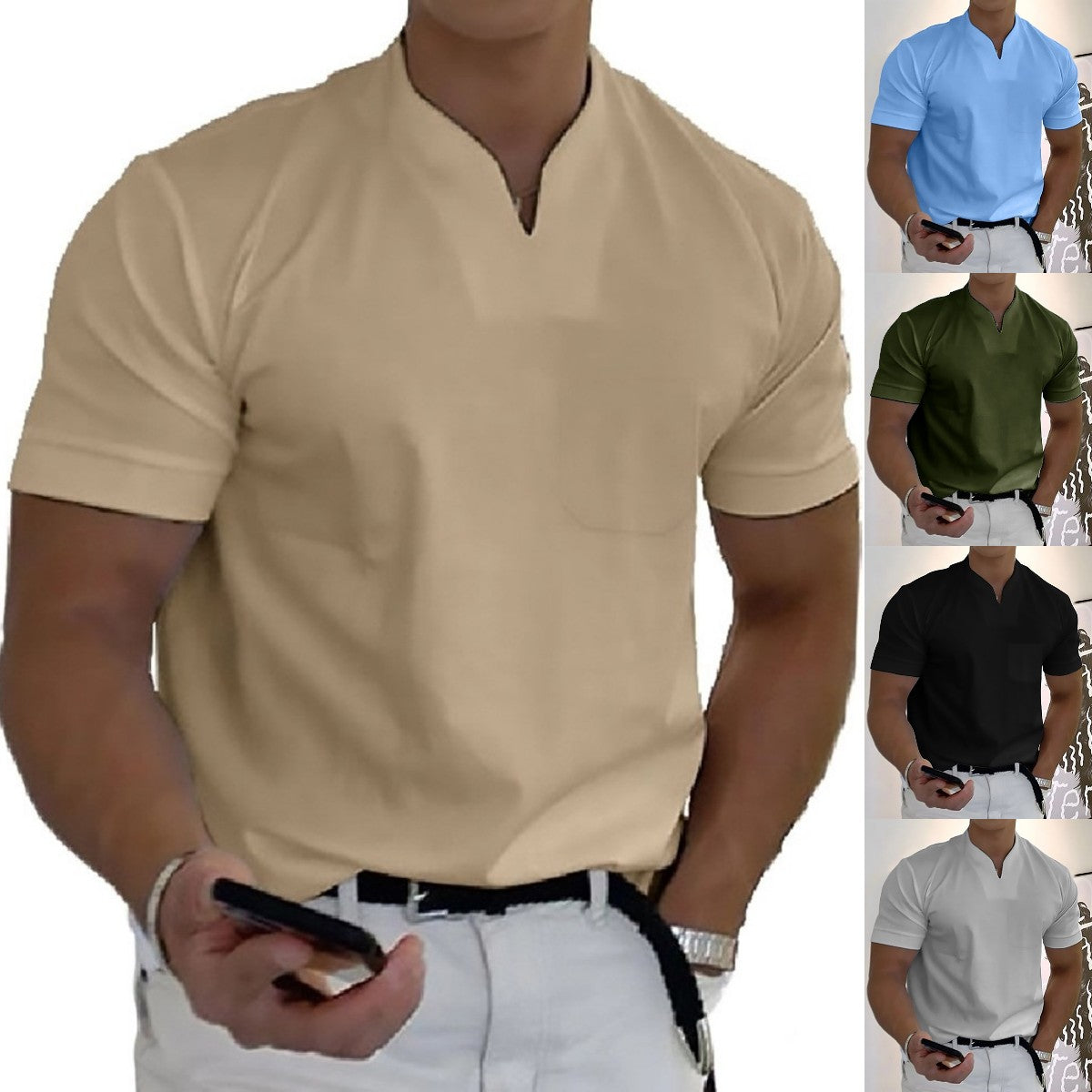 💪👔【S–5XL】💪😍 Nagyméretű férfi sportos galléros póló, rugalmas pamutból, fitneszhez ideális