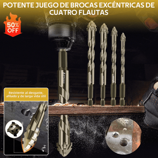🔥Oferta caliente 2026🔥Juego de brocas excéntricas de 4 flautas de alta resistencia