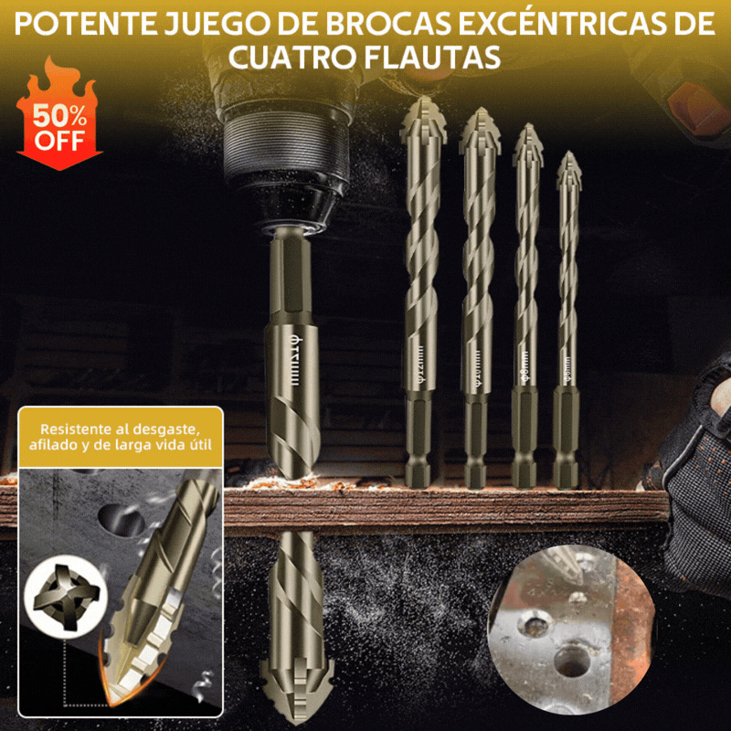 🔥Oferta caliente 2026🔥Juego de brocas excéntricas de 4 flautas de alta resistencia