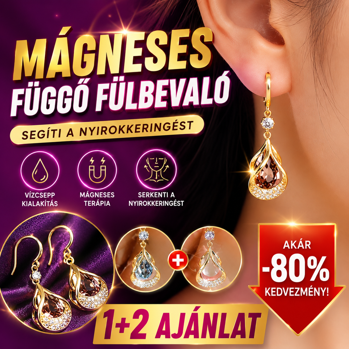 ✨️【Vásárolj 1-et, kapsz 2-t ingyen】 💎Mágneses fülbevalók a nyirokkeringéshez