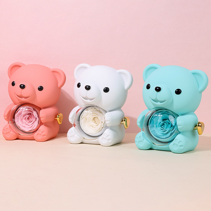 ✨Uroczy miś pluszowy z zakonserwowanymi różami i naszyjnikiem — romantyczny prezent na Dzień Matki, ślub, rocznicę, wieczór kawalerski/panieński, Boże Narodzenie i Walentynki.