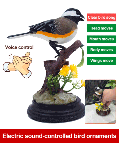 🦜🐦【Cumpără 1 primești 1 gratis】Simulare controlată vocal, ornamente creative drăguțe cu păsări controlate vocal, ornamente decorative pentru biroul camerei