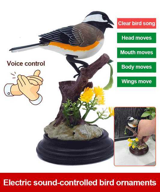🦜🐦【Cumpără 1 primești 1 gratis】Simulare controlată vocal, ornamente creative drăguțe cu păsări controlate vocal, ornamente decorative pentru biroul camerei
