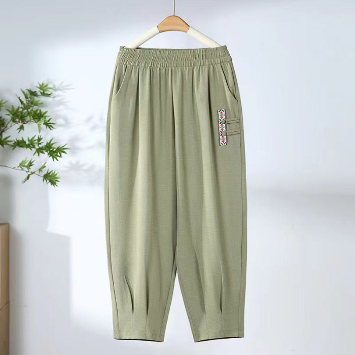 🔥【Kupte 1, dostanete 1 zdarma】🔥【M-4XL】👖Letní tenké prodyšné bavlněné lněné kalhoty, módní ležérní devítibodové kalhoty