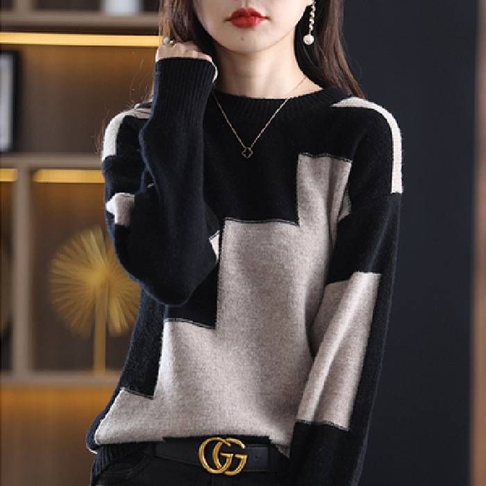 ☃️🎉【S-3XL】2024 nou pulover de cașmir de amnă și iarnă, pulover scurt de lână, cu gât rotund, tricot, pulover largi 