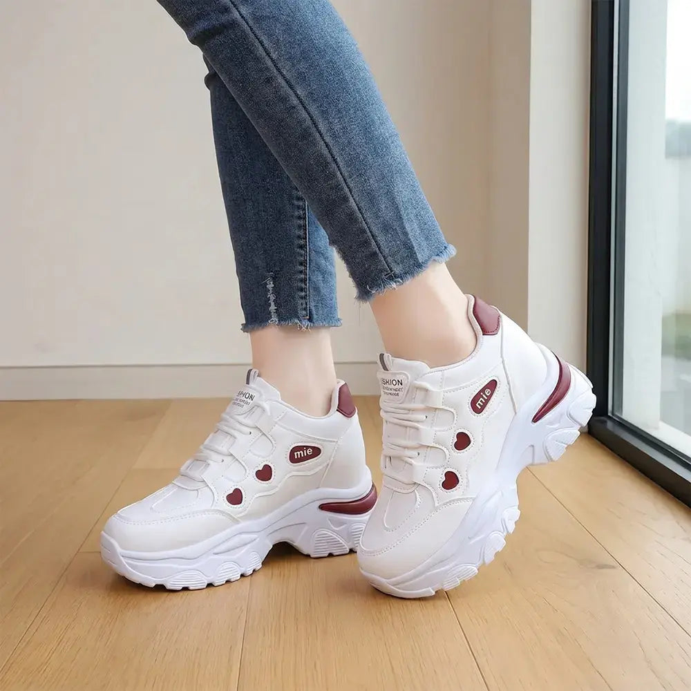 【35-42】👟Damskie trampki na platformie Chunky Dad – z ukrytym klinem – sznurowane, codzienne buty sportowe w blokach kolorów 2026-4358852