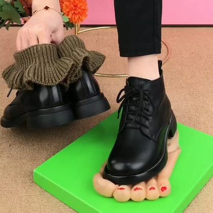 【35-40】damskie botki martin wykonane z prawdziwej skóry, z płaskim obcasem i okrągłym noskiem