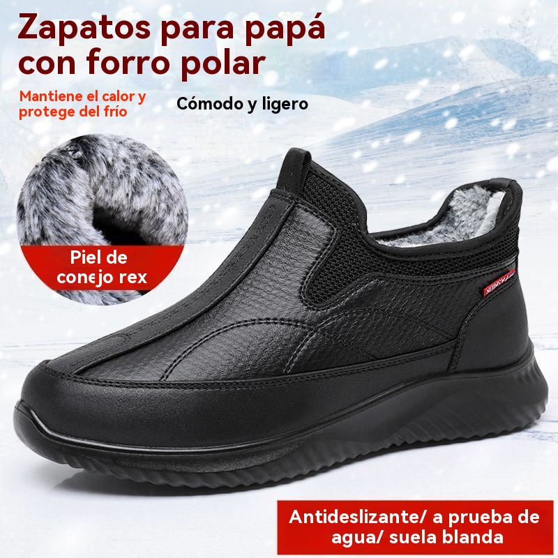 🔥【39-44】🔥Botas gruesas de invierno, forro de algodón y forro polar, cálidas, impermeables, antideslizantes, suela suave, ligeras y cómodas, ideales para hombres de mediana edad y mayores.