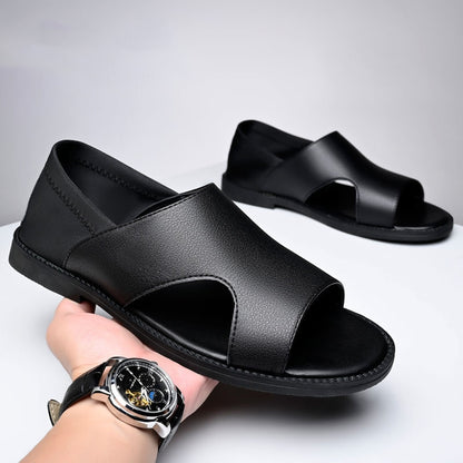 【38-44】2025 Vară Sandale Bărbați Piele de vacă Respirabil Hollow Anti-alunecare Casual
