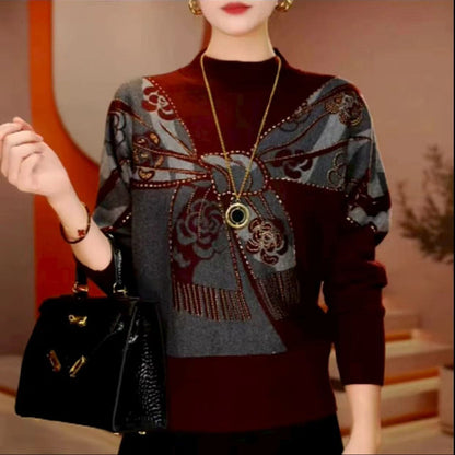 🔥【M~5XL】✨Nový jesenný/zimný obojstranný nemecký flísový teplý voľný módny potlačený dámsky sveter