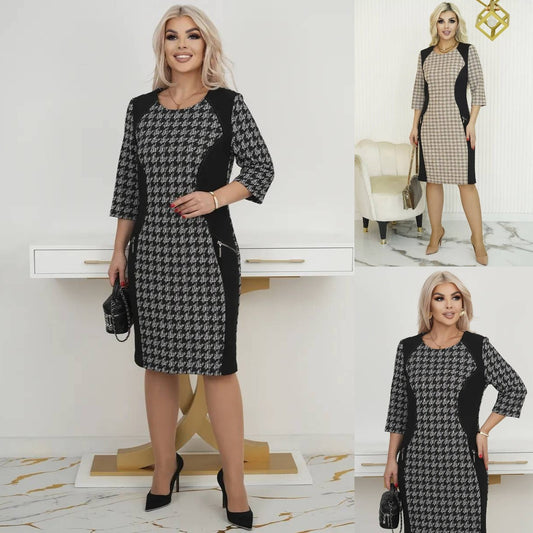 🌷🌞【S-5XL】Nowa ciepła zimowa sukienka w kratę