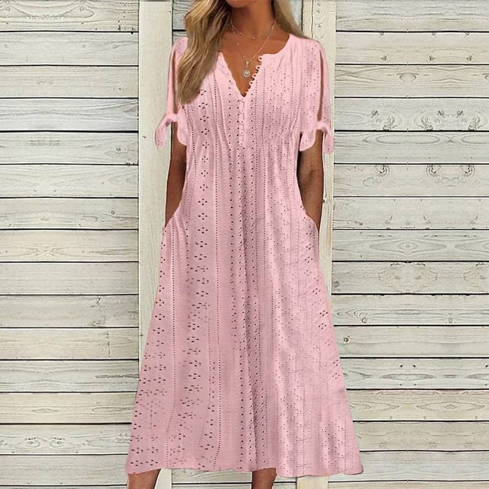 【🏆Najpredávanejšie produkty】👗Jednoduché a jemné jednofarebné šaty 