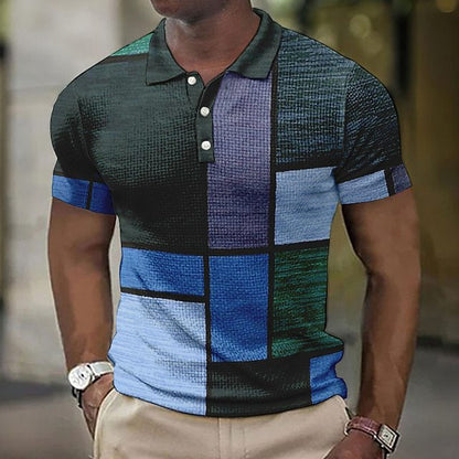 👕【S-5XL】Nové pánské kostkované pruhované polo tričko z bavlny a lnu