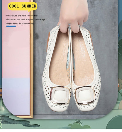 🔥【35-40】 2024 nowe letnie buty z prawdziwej skóry buty z gołą skórą płytkie usta damskie buty z miękkim dnem