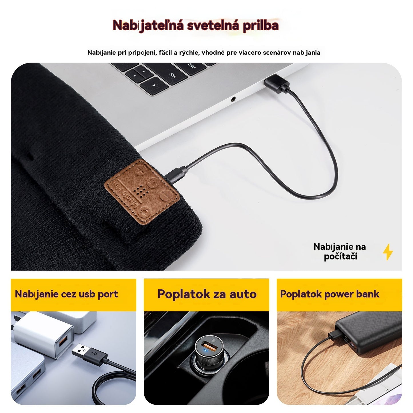 🔥Kúpte 1 a dostanete 1 zadarmo🔥🧢Nabíjateľná LED čiapka s Bluetooth，Zostaňte v teple💡