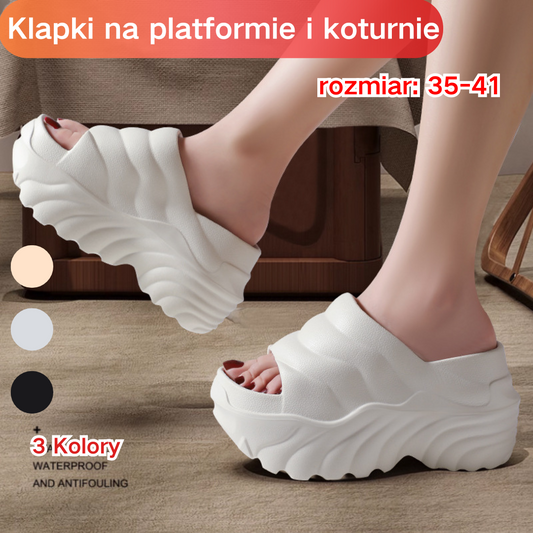 🔥🔥【36-41】👡2025 nowe damskie klapki na lato gruba podeszwa buty na koturnie odzież wierzchnia buty podwyższające i wyszczuplające