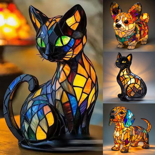 【✨Kúpte 1 a získajte 1 zadarmo】🐱🐶Živicové ozdoby, LED nočné svetlo, umenie, soška zvieraťa, kreatívna dekorácia do kancelárie, domova, vypínač s USB zásuvkou