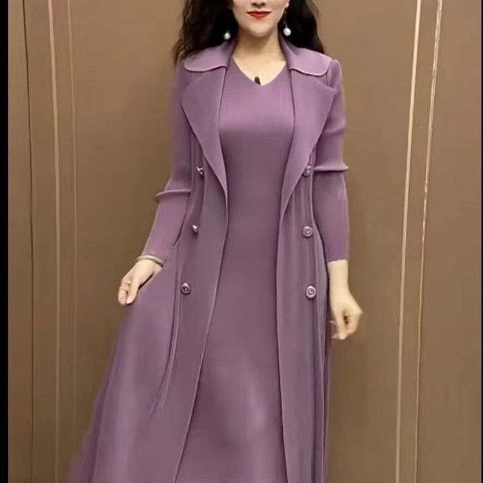 🍂【M-4XL】Jesienna, modna, rozciągliwa, dwuczęściowa sukienka wiatrówka