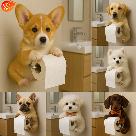 【Neskorý letný výpredaj】🐕【Kúpte 1, získajte 1 zadarmo】Držiak na toaletný papier s motívom roztomilého šteniatka