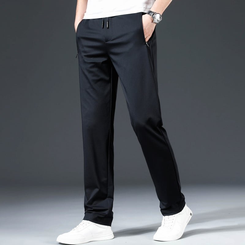 👖【L–8XL】🔥 Męskie letnie spodnie biznesowe z jedwabiu lodowego – elastyczny pas, odpowiednie dla osób o wadze 45–135 kg – cena specjalna