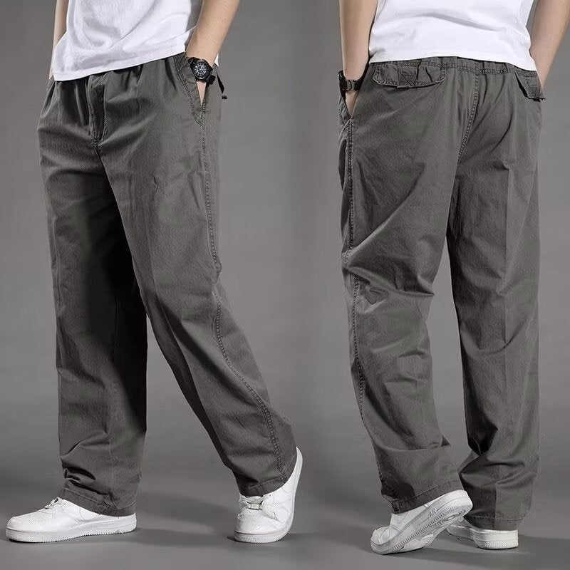 【Velikost M–6XL】Pánské letní volné kalhoty z prodyšné bavlny rovného střihu, velké velikosti – outdoorové kalhoty