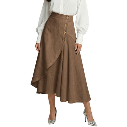 【S-3XL】Nueva falda midi elegante plisada de talle alto de algodón y lino, nueva colección 2026