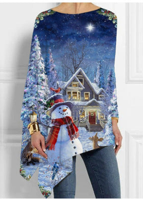 ❄️🎅【S-5XL】2025 nowe jesienne i zimowe damskie luźne topy z nadrukiem retro