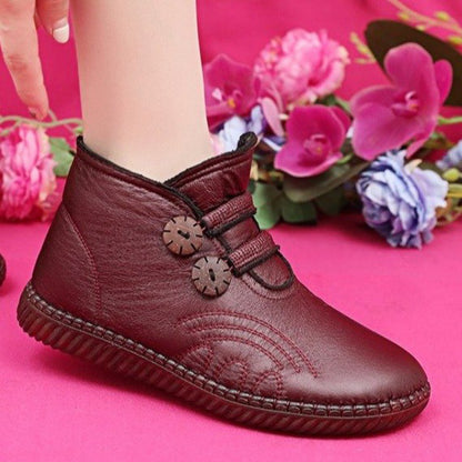 💥【Venta caliente】【35-40】Zapatos de mujer de cuero y algodón, antideslizantes y hechos a mano para otoño e invierno.