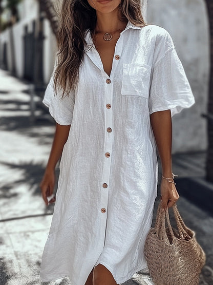 ☀️ Luźna lniana sukienka koszulowa na upalne letnie dni | Wygoda i styl 👗