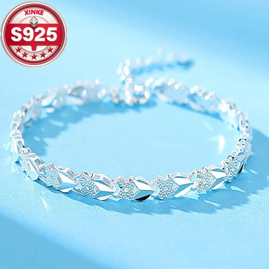 😀👉【¡Compra uno y llévate otro gratis!】💖🍀Me encanta la nueva pulsera de plata 925 con trébol de cuatro hojas para mujer, ¡a la moda!【30% de descuento】