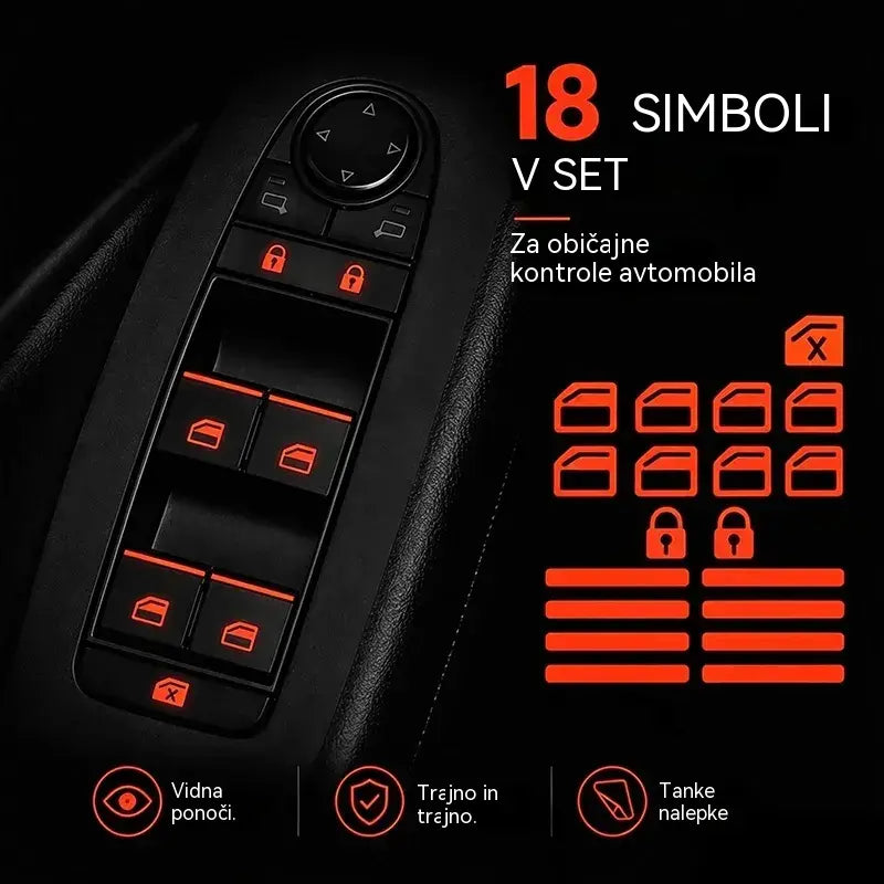 🚗 Fluorescentne nalepke za gumbe v avtomobilu | Hitro poiščite kontrolne gumbe tudi ponoči